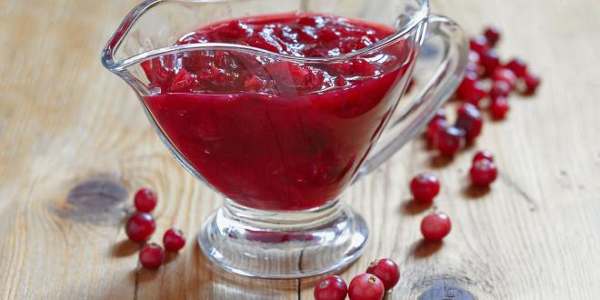 Cranberry-Orange Sauce in a sauce boat for serving.